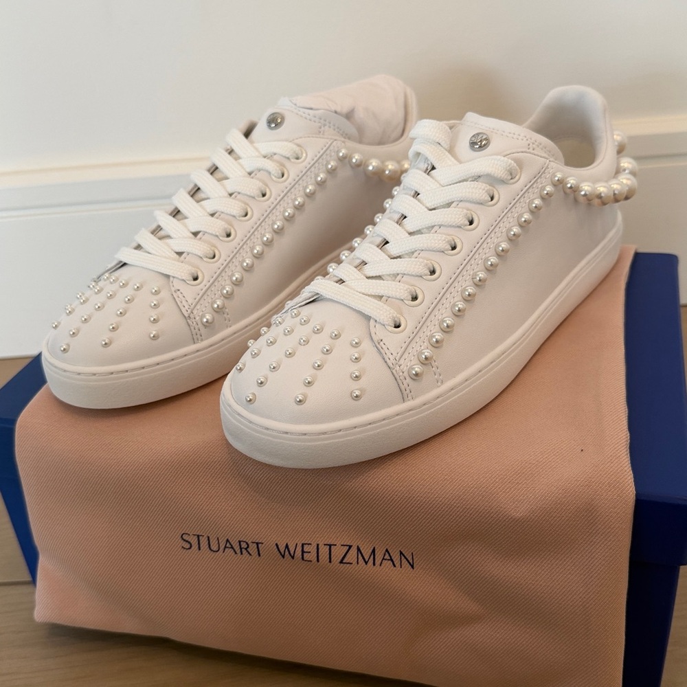 Stuart Weitzman White Pearl Sneakers